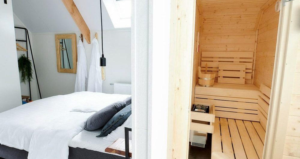 Slaapkamer met sauna in het vakantiehuis