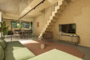 Luxe en ruime woonkamer van het duurzame vakantiehuis in Friesland