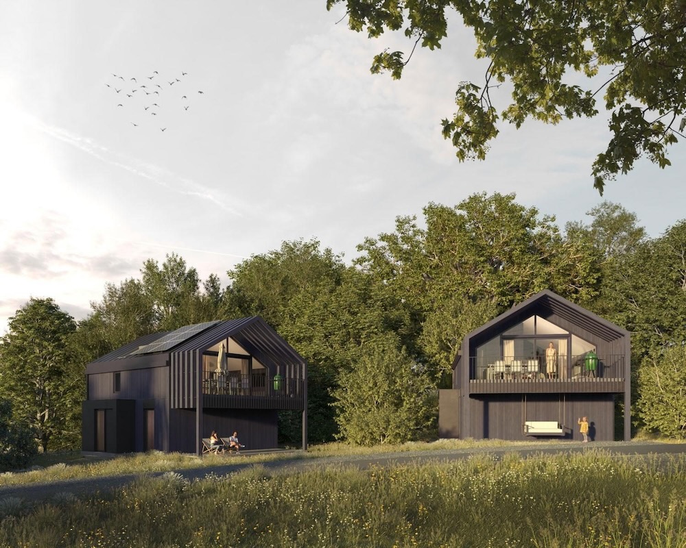 Harz Eco Lodges vakantie Duitsland vooraanzicht huisjes- 11 Schitterende lodge huisje in Duitsland